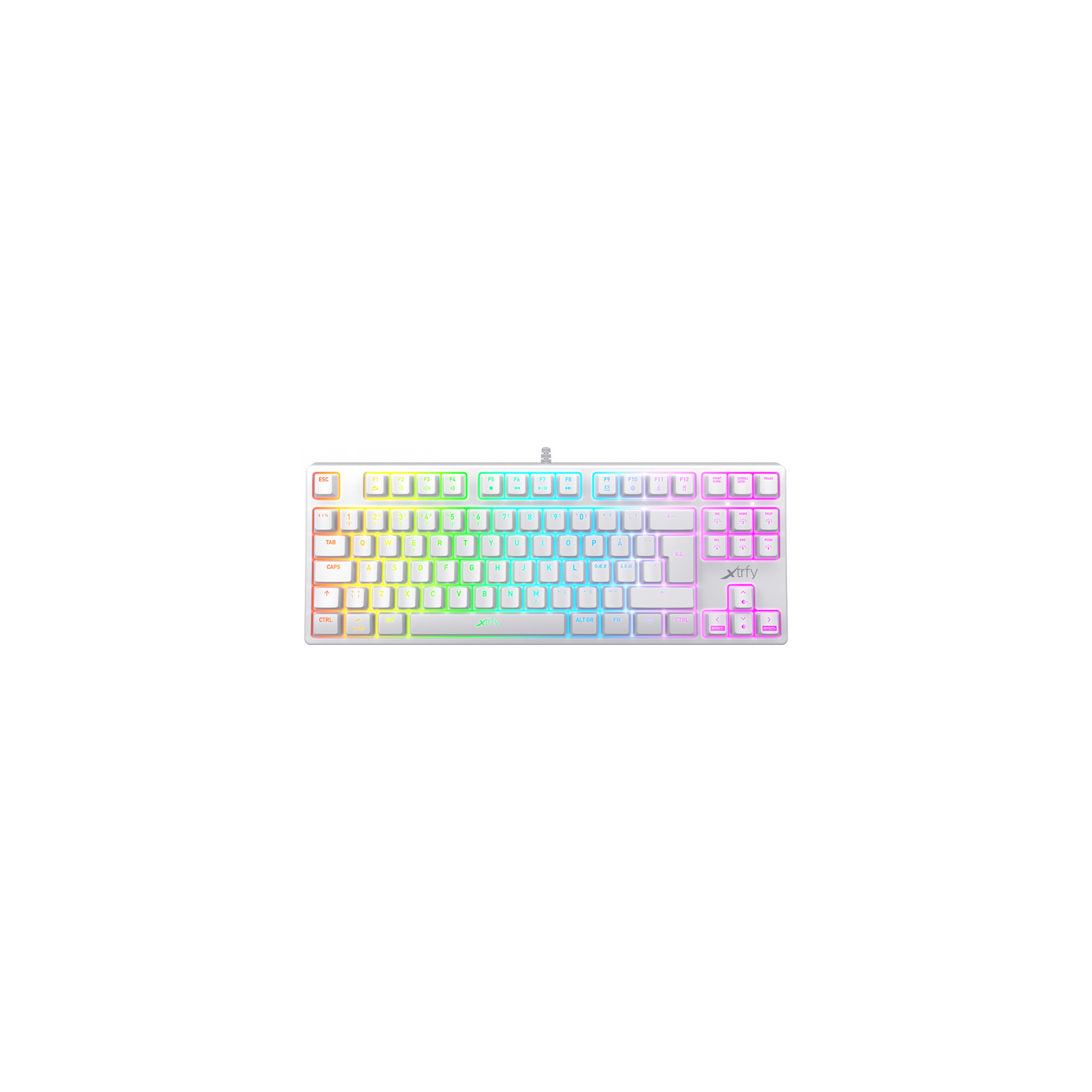 Клавіатура Xtrfy K4 TKL RGB Kailh Red Ukr-Ru White (XG-K4-RGB-TKL-WH-R-UKR)