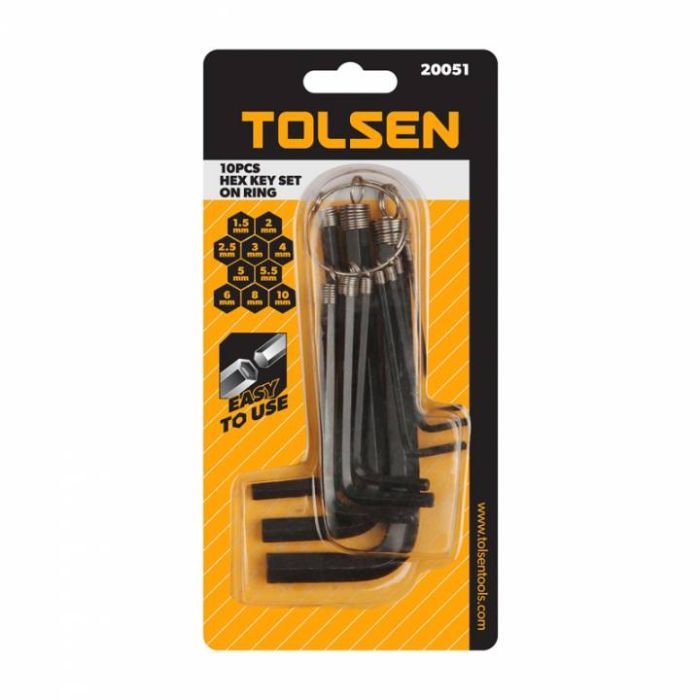 Набор инструментов Tolsen Г-образных шестигранных ключей 10 шт на кольце (20051) изображение 3