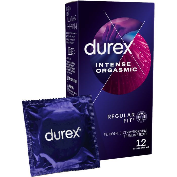 Презервативи Durex Intense Orgasmic рельєфні з стимулюючим гелем-змазкою 3 шт. (5052197056068)