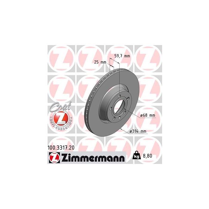 Тормозной диск ZIMMERMANN 100.3317.20