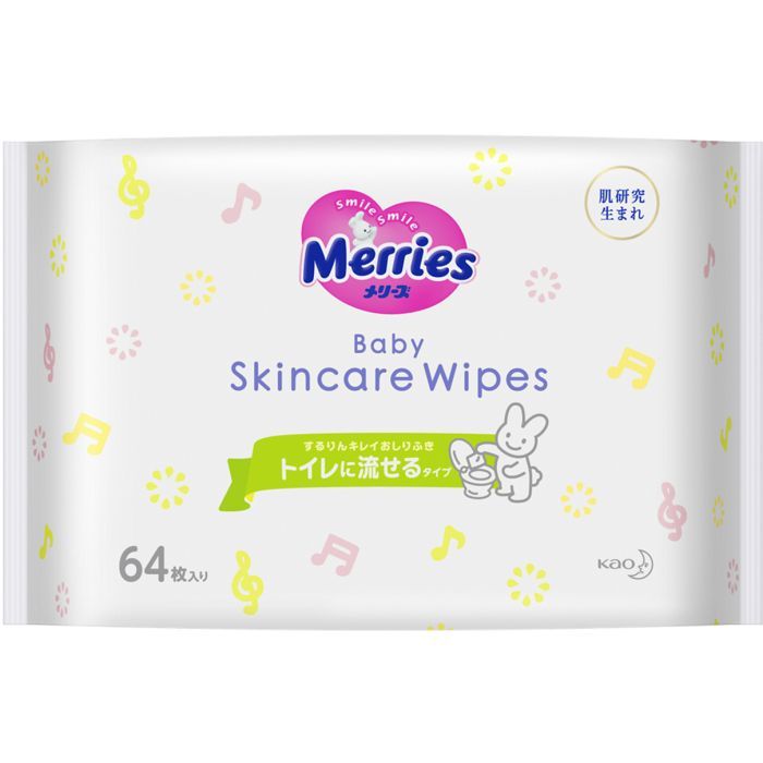 Детские влажные салфетки Merries Flushable запасной блок 64 шт (4901301239983)