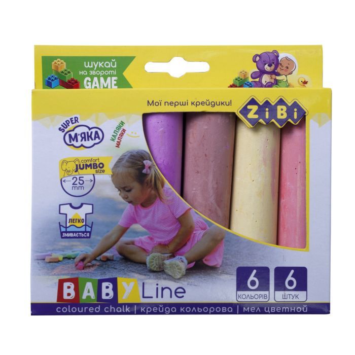 Мел ZiBi цветной JUMBO, 6 шт, BABY Line (ZB.6710-99)