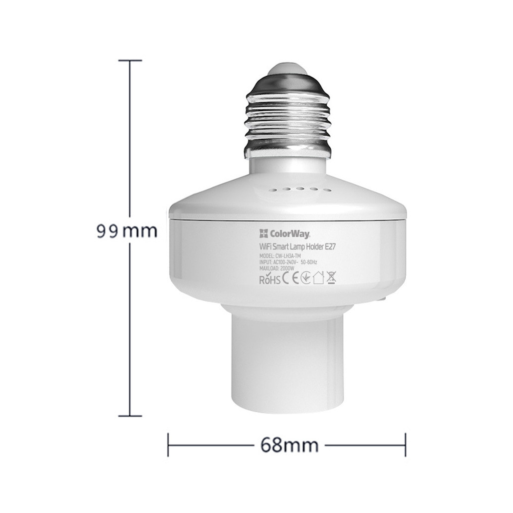 Умная лампочка ColorWay Wi-Fi Smart Lamp Holder E27 (CW-LH3A-TM) изображение 2