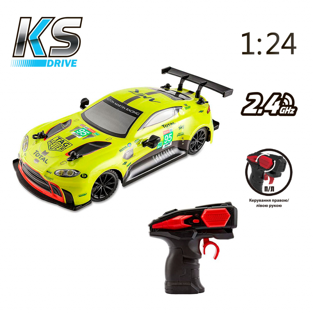 Радиоуправляемая игрушка KS Drive Aston Martin New Vantage GTE (1:24, 2.4Ghz, зеленый) (124RAMG) изображение 7