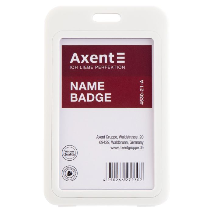 Бейдж Axent вертикальный, PP, 50х85мм, белый (4530-21-A)