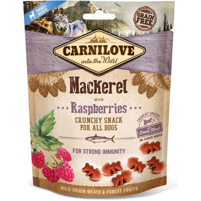 Лакомство для собак Carnilove Crunchy Snack со скумбрией, малиной и мясом 200 г (8595602528875)