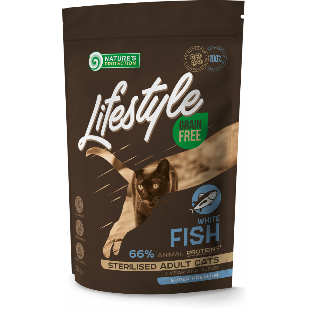 Сухий корм для кішок Nature's Protection Lifestyle Grain Free White Fish Sterilised Adult Cat 400 г (NPLS45801)