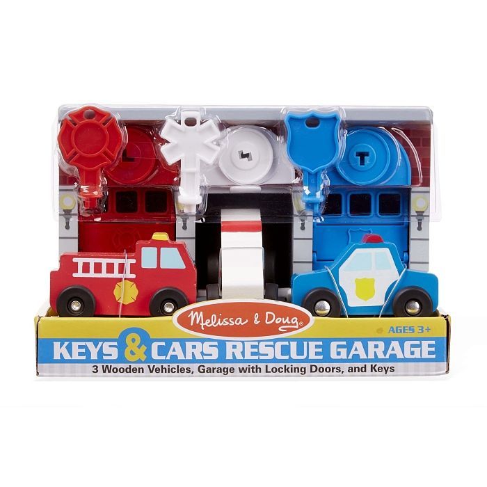 Ігровий набір Melissa&Doug Дерев'яний гараж рятувальних машин з ключами (MD4607) зображення 2