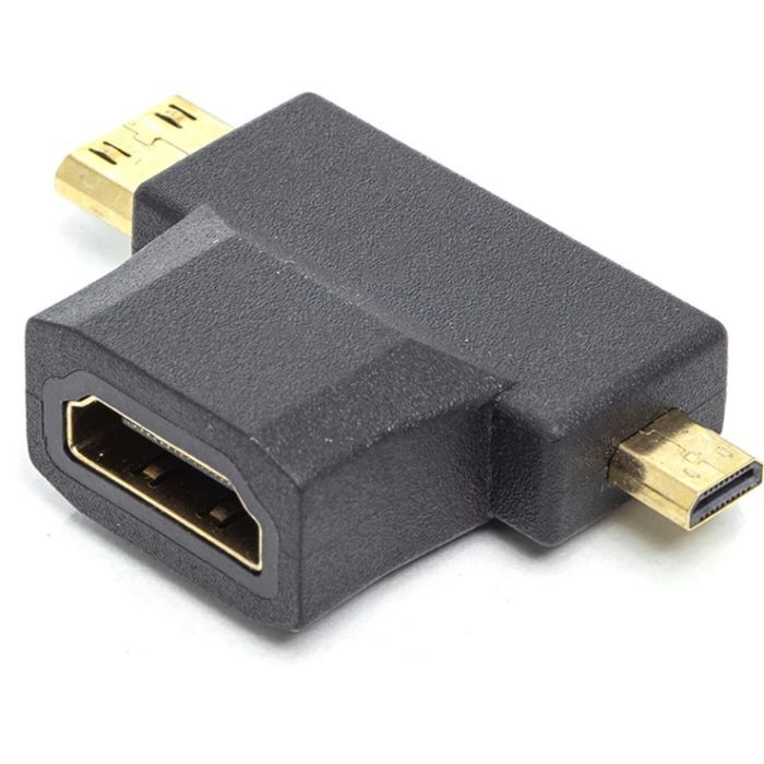 Перехідник HDMI (F) to mini HDMI (M) / micro HDMI (M) PowerPlant (CA912056)