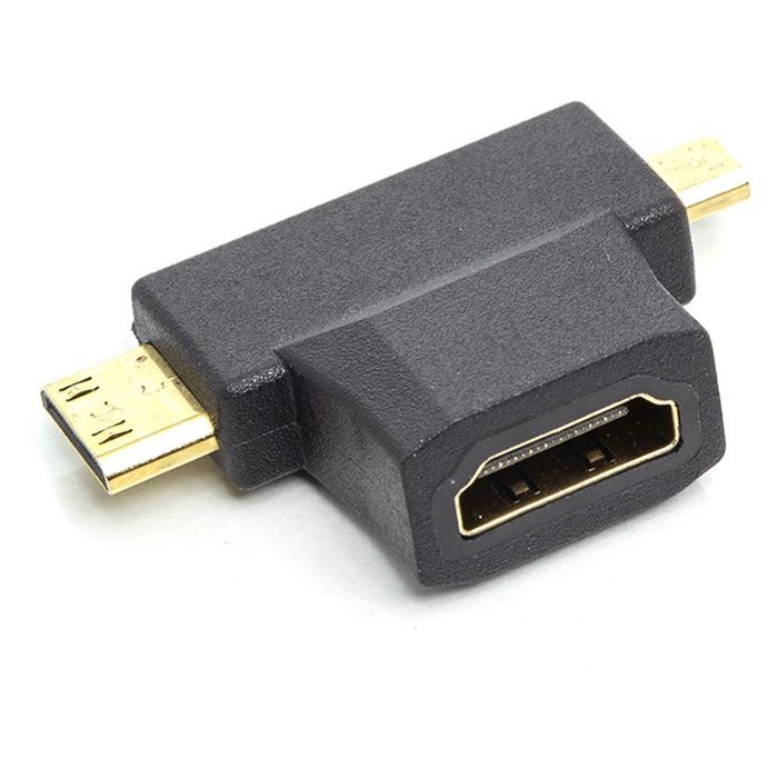 Перехідник HDMI (F) to mini HDMI (M) / micro HDMI (M) PowerPlant (CA912056) зображення 2