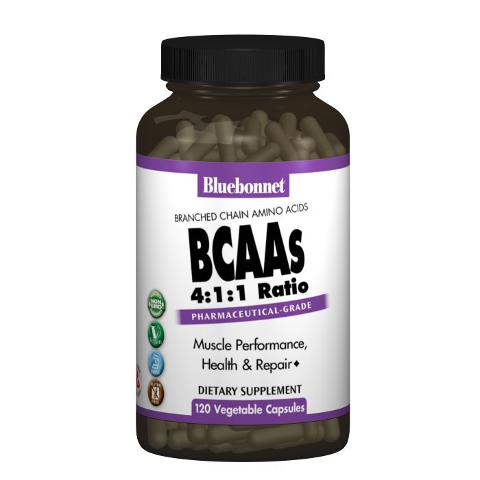 Аминокислота Bluebonnet Nutrition BCAAs (Разветвленные Цепи Аминокислот), 120 гелевых капсул (BLB-01590)