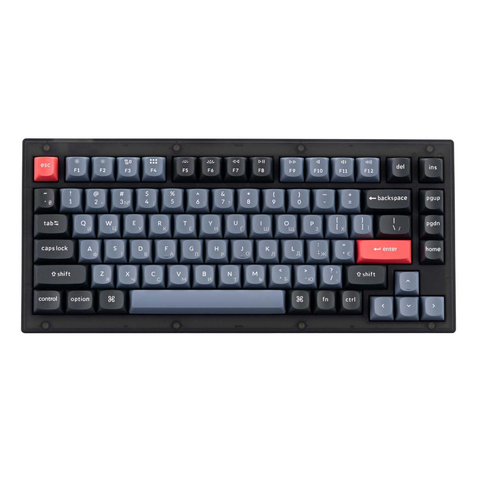 Клавіатура Keychron V1 84 Key QMK Gateron G PRO Blue Hot-Swap RGB Frosted Black (V1A2_KEYCHRON)