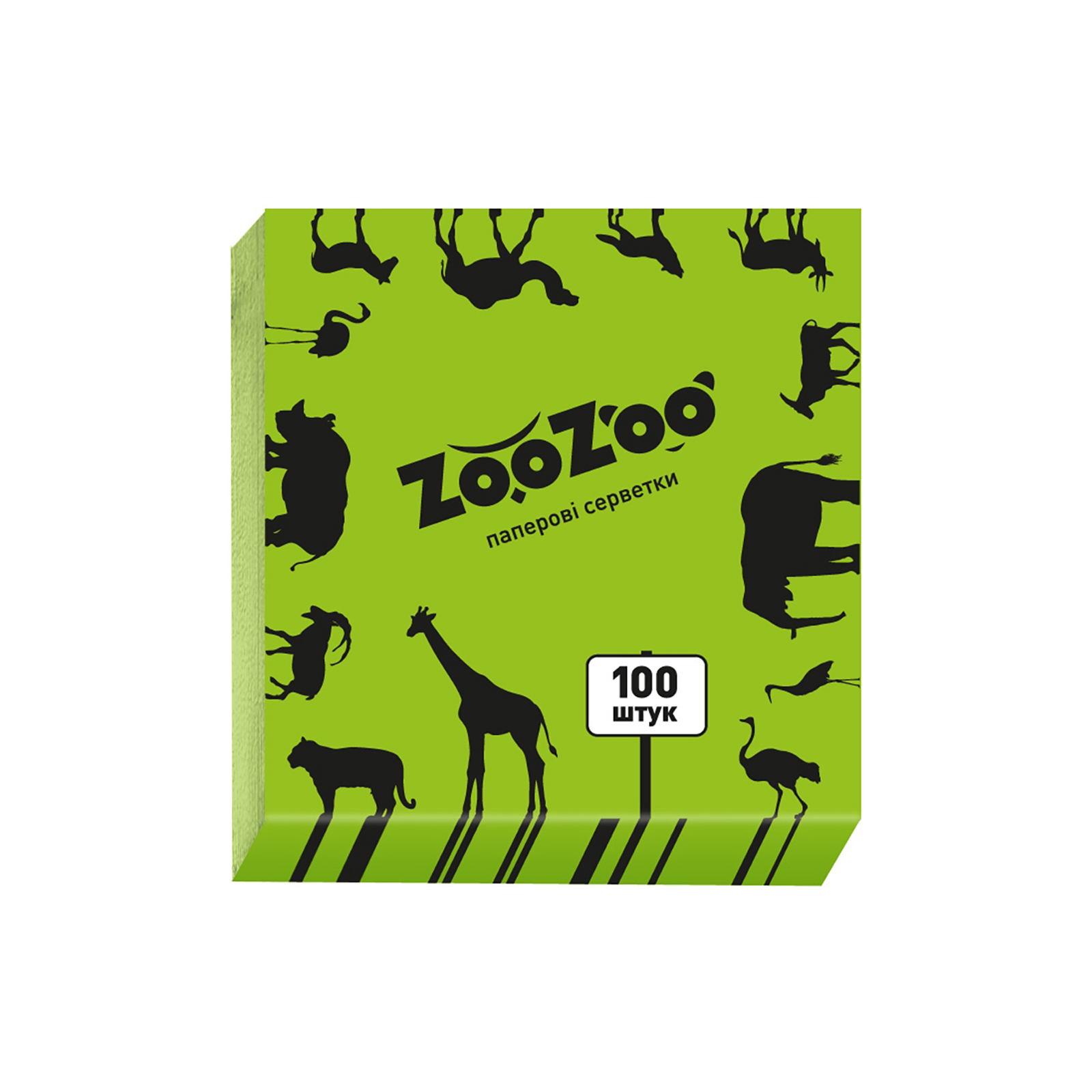 Серветки косметичні ZooZoo одношарові зелені 24x23 см 100 шт. (4823019009330)