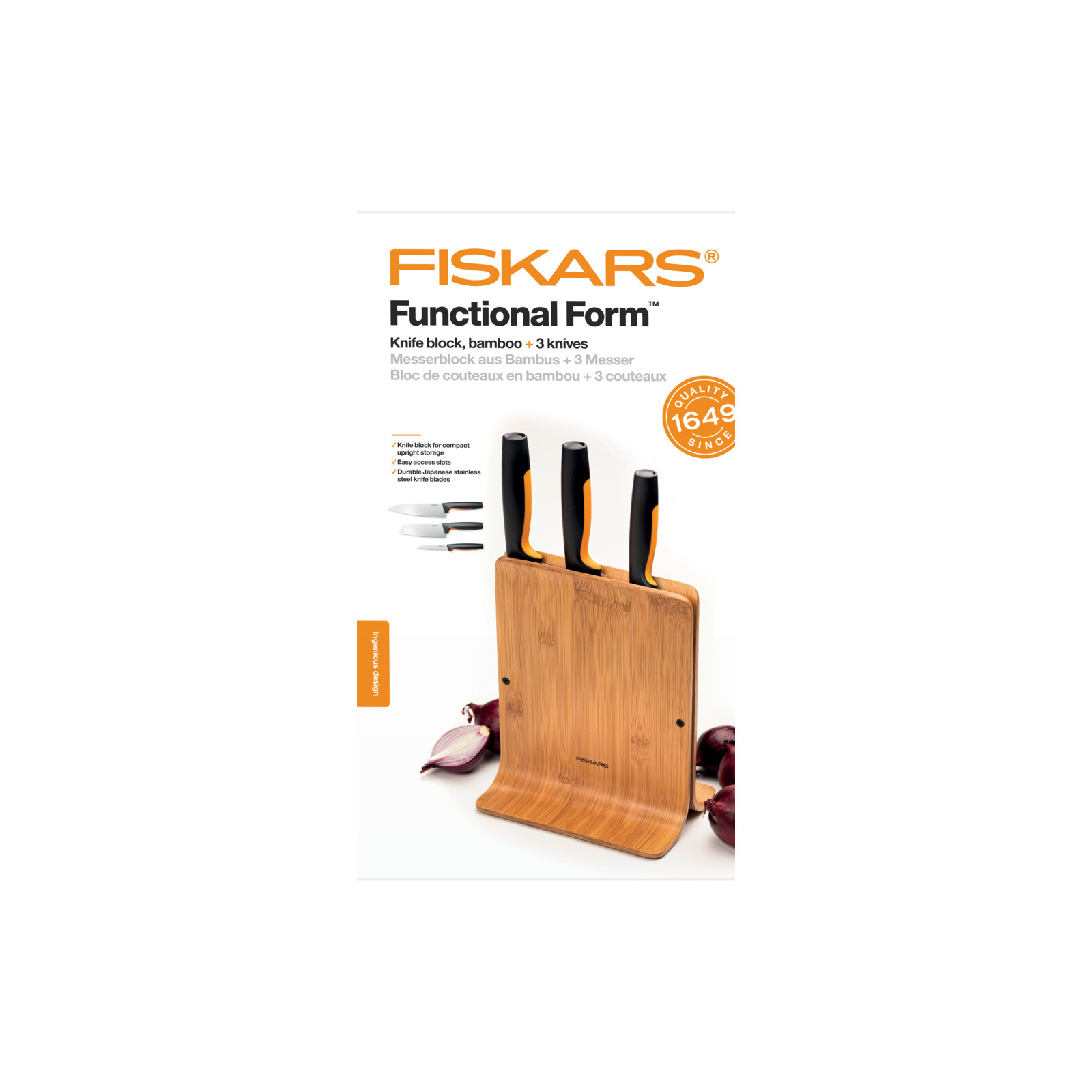 Набор ножей Fiskars Functional Form Bamboo 3 шт (1057553) изображение 3