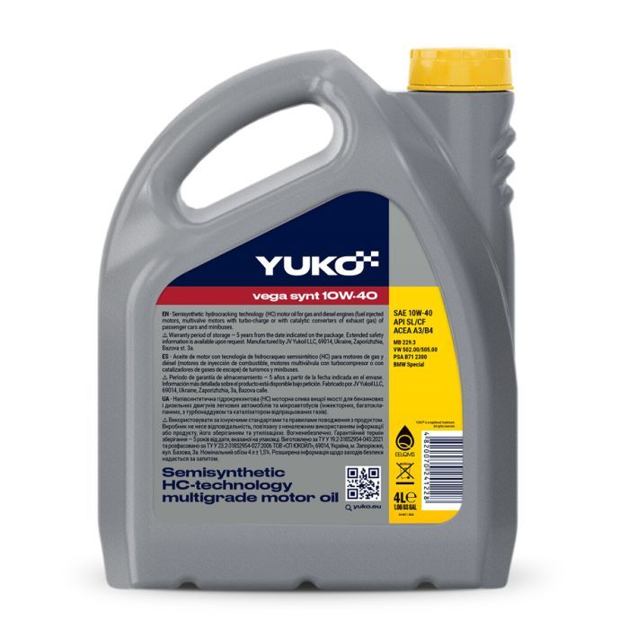 Моторное масло Yuko VEGA SYNT 10W-40 5л (4820070242126) изображение 2