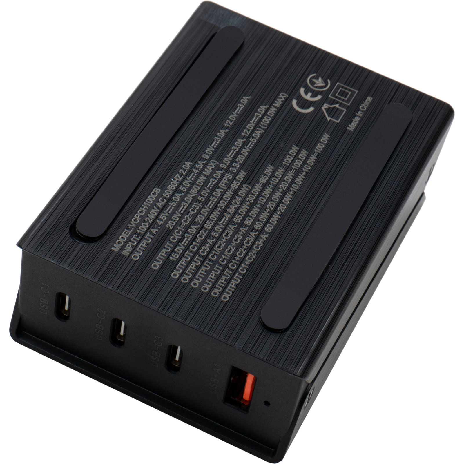 Зарядний пристрій Vinga GaN 100W PD+QC 3C1A ports 1.2m Wired Charger (VCPCH100CB) зображення 5