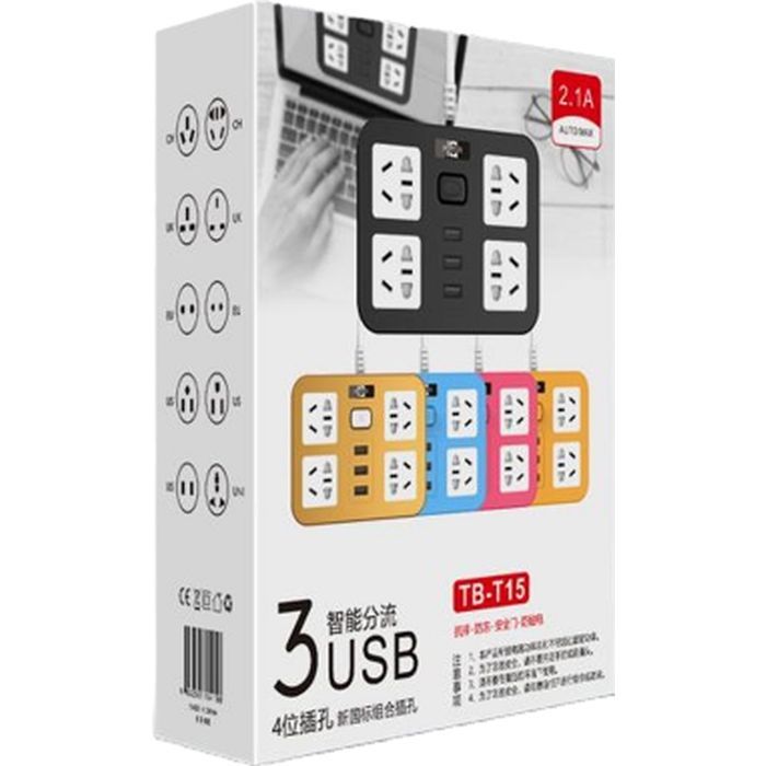 Мережевий фільтр живлення Voltronic TВ-Т15, 4роз, 3*USB Blue (ТВ-Т15-Blue) зображення 2