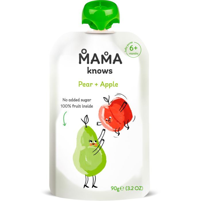 Детское пюре Mama knows Груша и Яблоко без сахара 90 г (4820016254497)