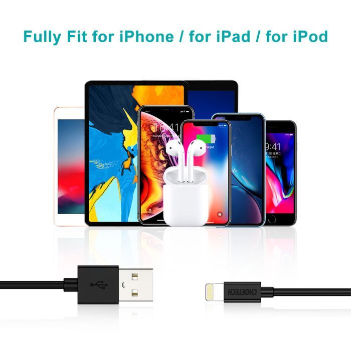 Дата кабель USB 2.0 AM to Lightning 1.2m 2.4A MFI Choetech (IP0026) зображення 6