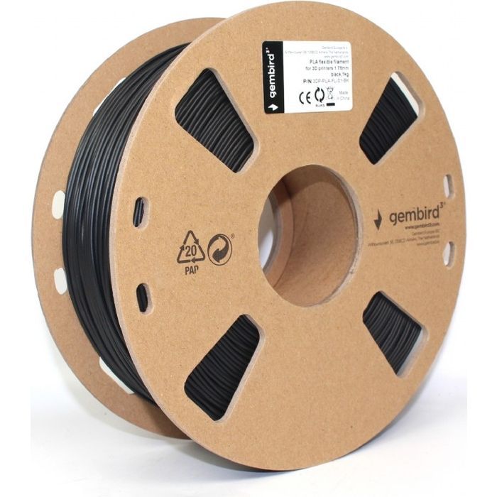 Пластик для 3D-принтера Gembird PLA Flexible, 1.75 мм, Black, 1кг (3DP-PLA-FL-01-BK) изображение 2