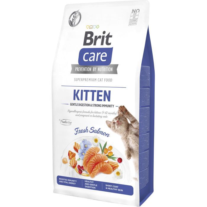 Сухий корм для кішок Brit Care Cat GF Kitten Gentle Digestion Strong Immunity з лососем 2 кг (8595602565047)