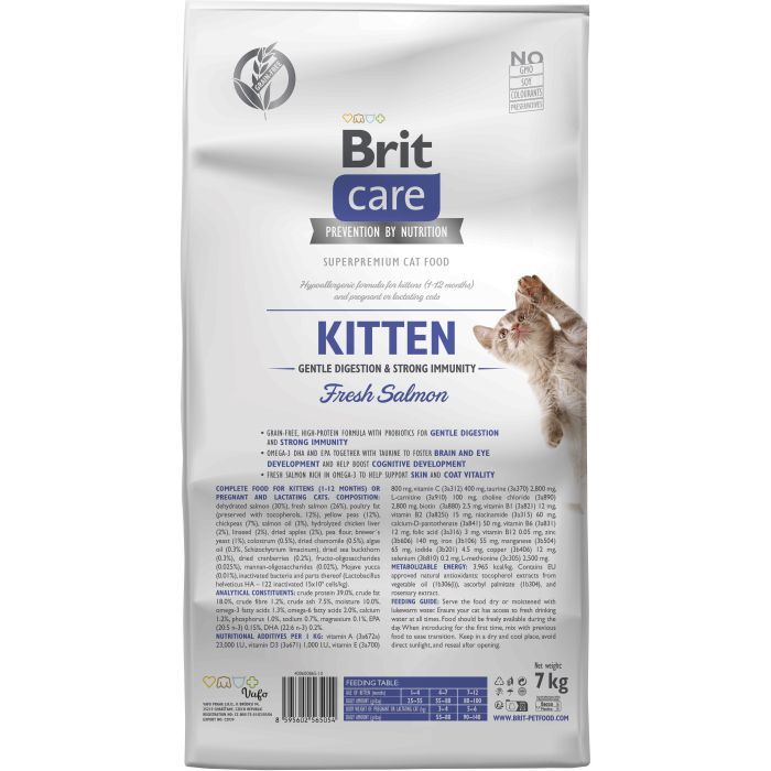 Сухий корм для кішок Brit Care Cat GF Kitten Gentle Digestion Strong Immunity з лососем 2 кг (8595602565047) зображення 2