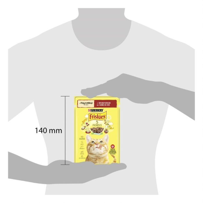 Вологий корм для кішок Purina Friskies шматочки у підливі з яловичиною 85 г (7613036962216) зображення 4