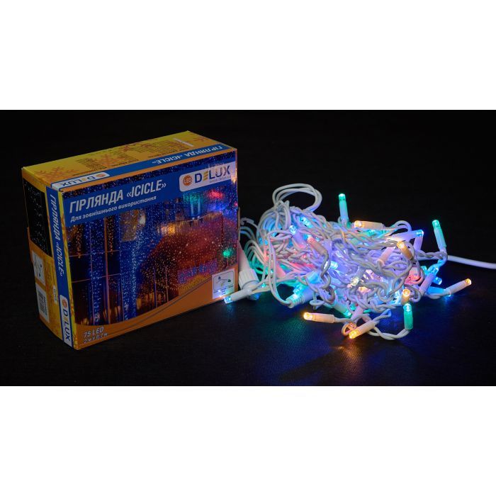 Гирлянда Delux ICICLE flash 75LED 2 х 0.7 м мульти/белый IP44 EN (90012956) изображение 2