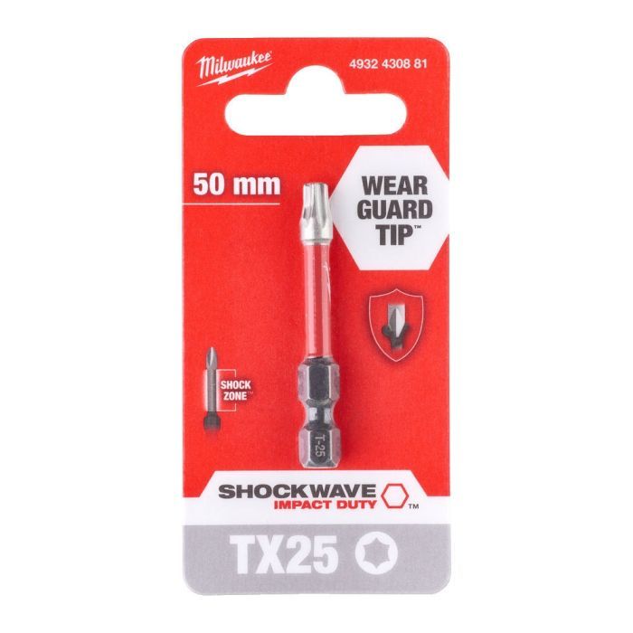 Бита для шуруповерта Milwaukee SHOCKWAVE TX25, 50мм 1шт (4932430881) изображение 3