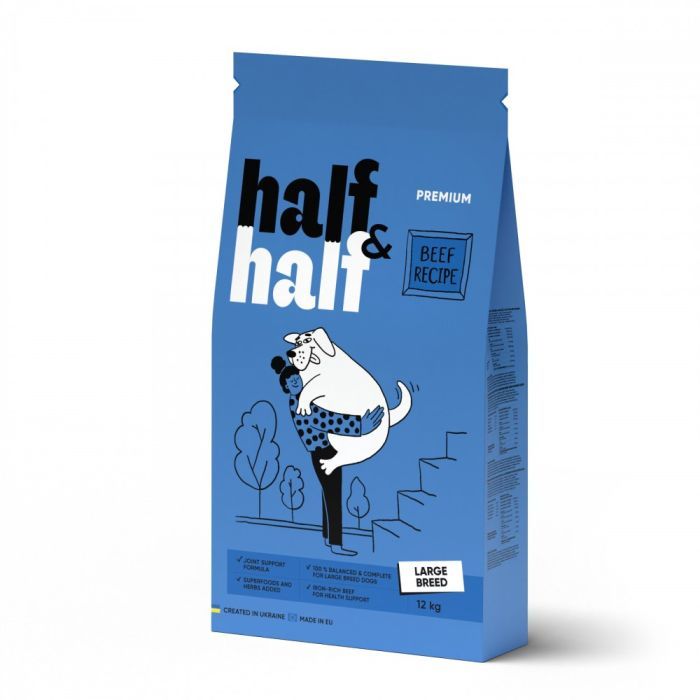 Сухий корм для собак Half&Half для великих порід з яловичиною 2 кг (4820261920765)