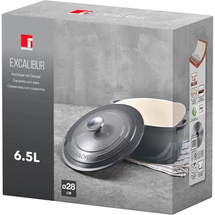 Каструля Bergner Excalibur з кришкою Сіра 5.8 л (BG-36102-GY) зображення 6