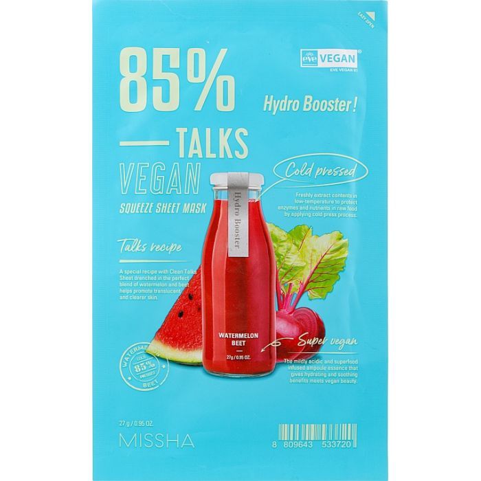 Маска для лица Missha Talks Vegan Squeeze Sheet Mask Hydro Booster 27 г (8809643533720)