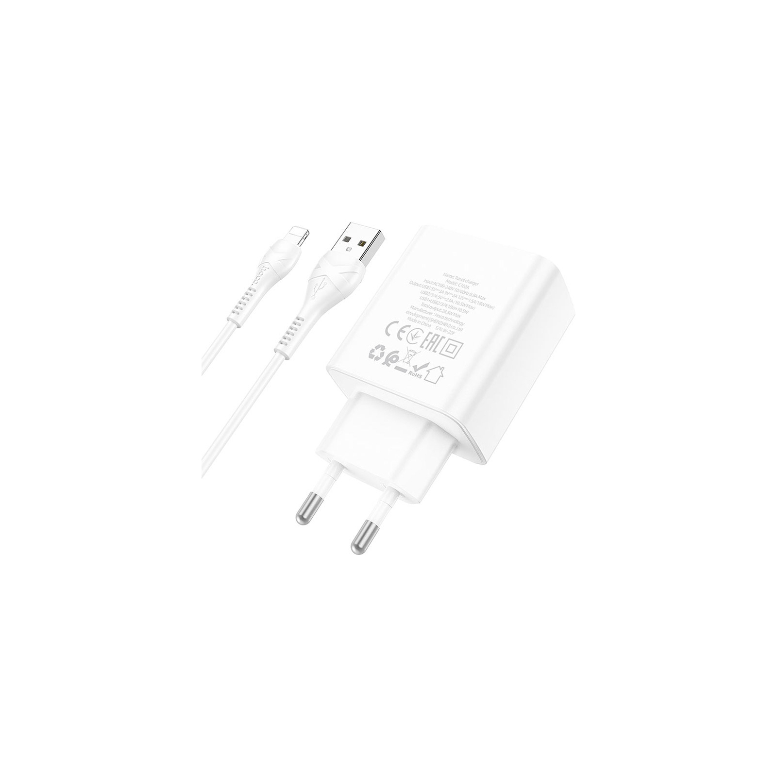 Зарядное устройство HOCO C102A Fuerza QC3.0 four-port charger set(iP) White (6931474777720) изображение 5