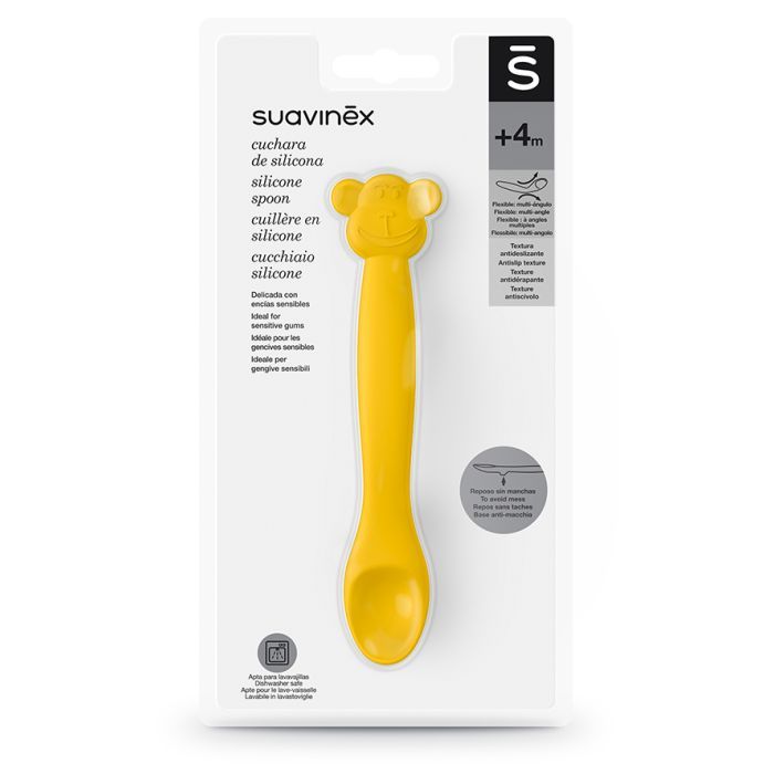 Набір дитячого посуду Suavinex Ложка силіконова, жовта мавпа (401353) зображення 3