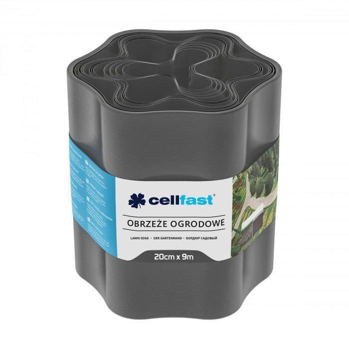Садовое ограждение Cellfast лента газонная, бордюрная, волнистая, 20смх9м, графит (30-053)