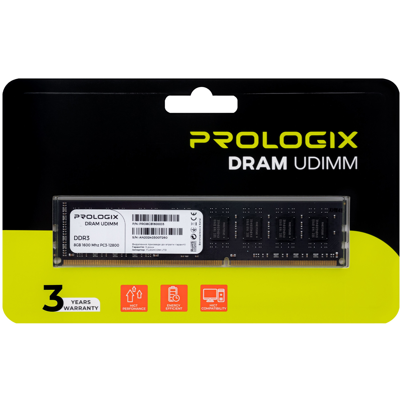 Модуль пам'яті для комп'ютера DDR3 4GB 1600 MHz Prologix (PRO4GB1600D3) зображення 4