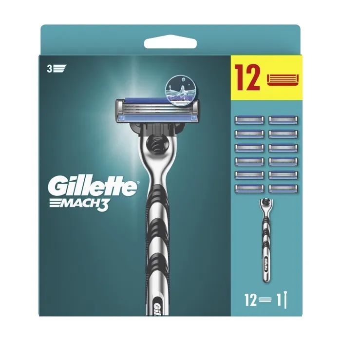 Бритва Gillette Mach3 с 12 сменными картриджами (7702018425853) изображение 2