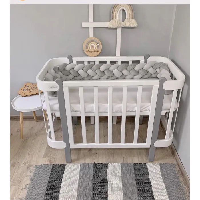 Кроватка Ingvart трансформер Nika 70 Slim с опускной боковинкой (70х94, 70х120) бело-натуральная (872900111017) изображение 5