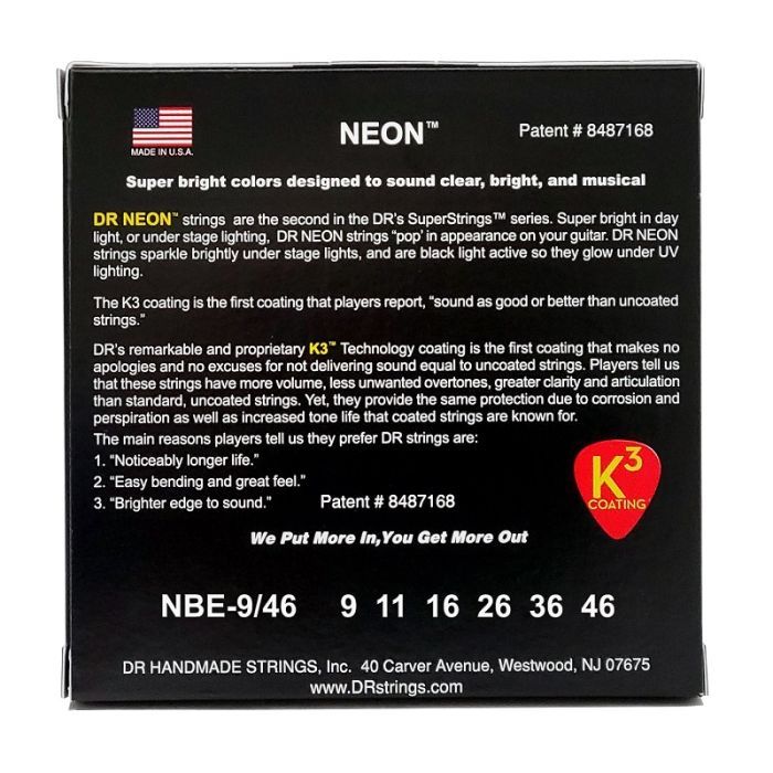 Струны для гитары DR Strings NEON Blue Electric - Light Heavy (09-46) (NBE-9/46) изображение 3