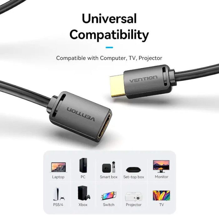 Кабель мультимедийный HDMI M to HDMI F 2.0m V2.0 4K 60Hz PVC Vention (AHCBH) изображение 8