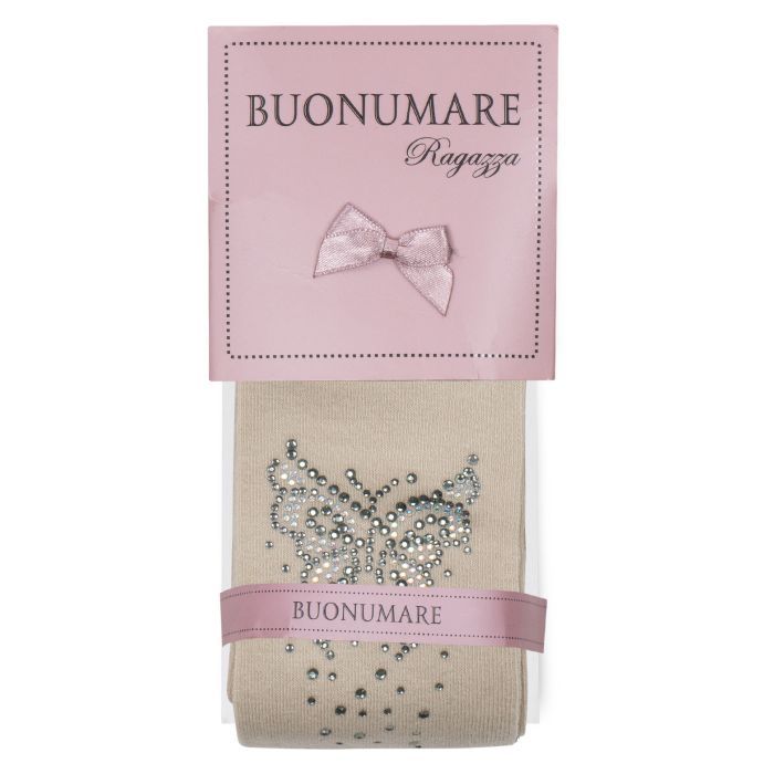 Колготки детские BNM с бабочками со стразами (M0C0302-1172-9G-beige)
