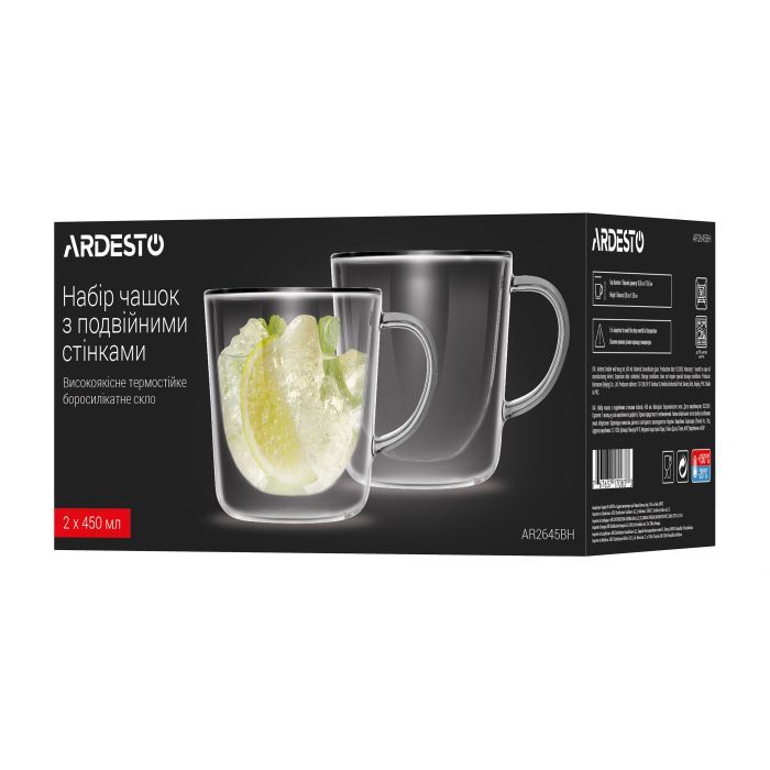 Набір чашок Ardesto BH 180 мл 2 шт прозорий (AR2618BH) зображення 4