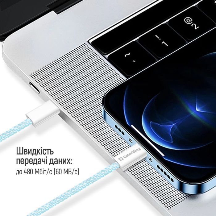 Дата кабель USB-C to USB-C 1.0m 60W 3.0А black ColorWay (CW-CBPDCC061-BK) зображення 11