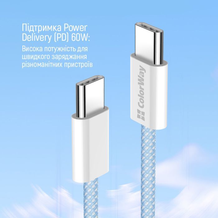 Дата кабель USB-C to USB-C 1.0m 60W 3.0А black ColorWay (CW-CBPDCC061-BK) зображення 7