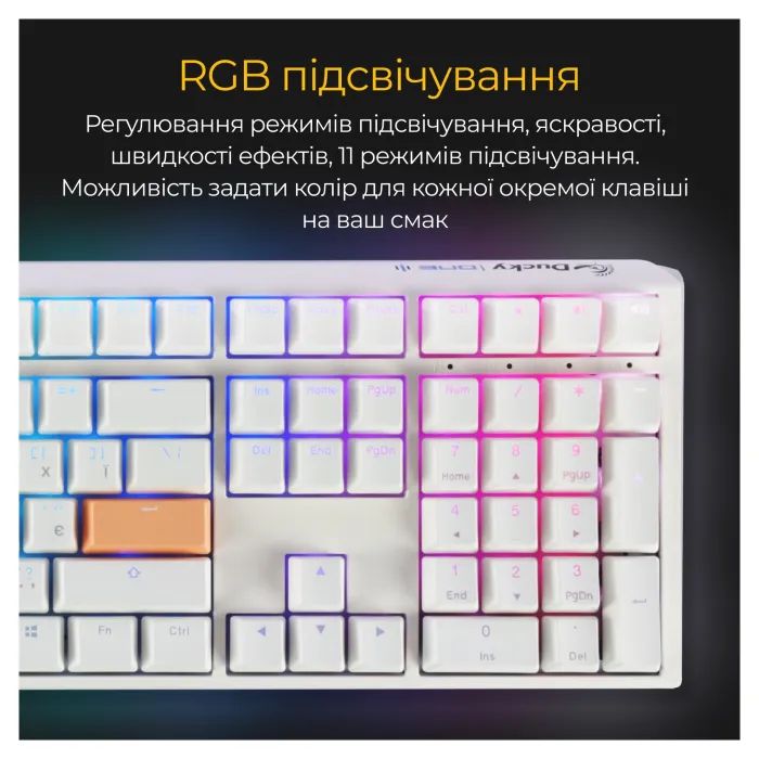 Клавиатура Ducky One 3 Cherry MX Blue RGB UA USB Black (DKON2108ST-CUAPXCLAWSC1) изображение 3