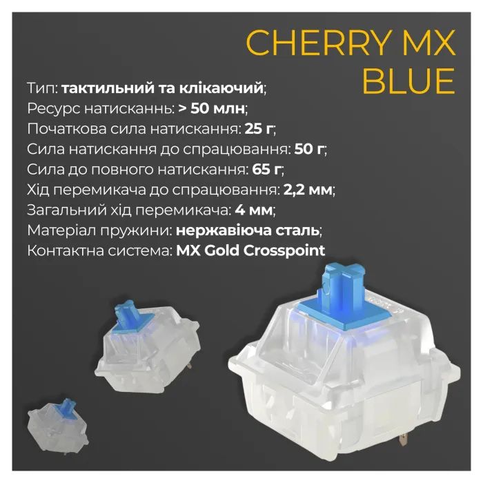 Клавиатура Ducky One 3 Cherry MX Blue RGB UA USB Black (DKON2108ST-CUAPXCLAWSC1) изображение 6