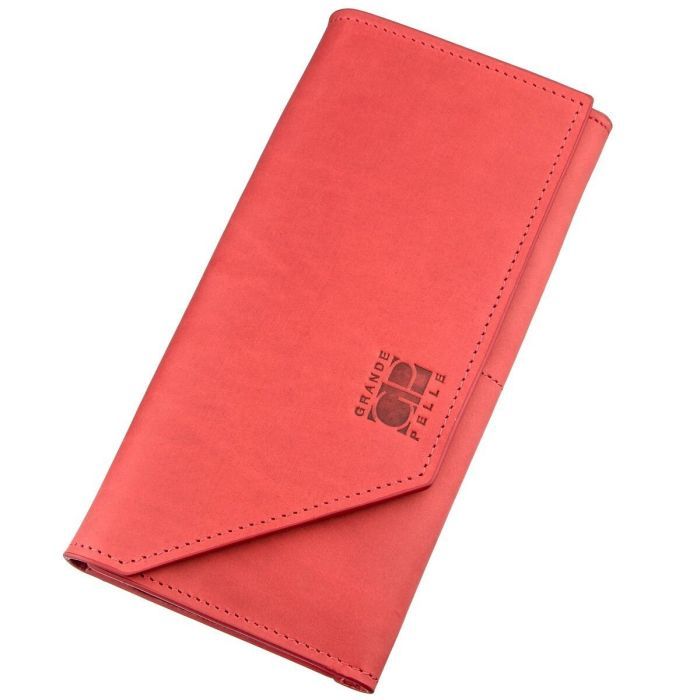 Кошелек Grande Pelle Из итальянской кожи Красный (11216)