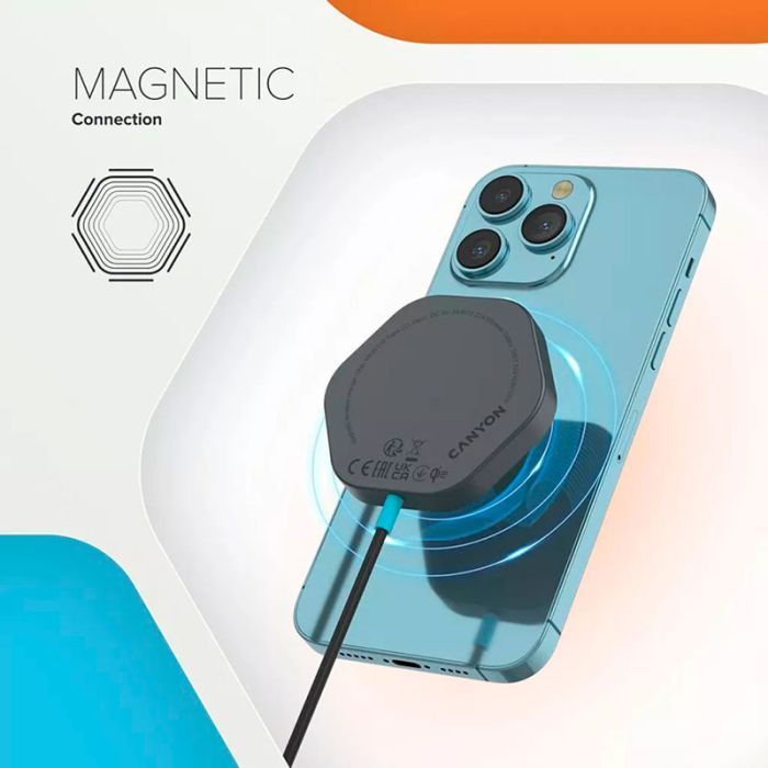Зарядний пристрій Canyon wireless charger HEXAGON 110 Dark Grey Blue (CNS-WCS110) зображення 6