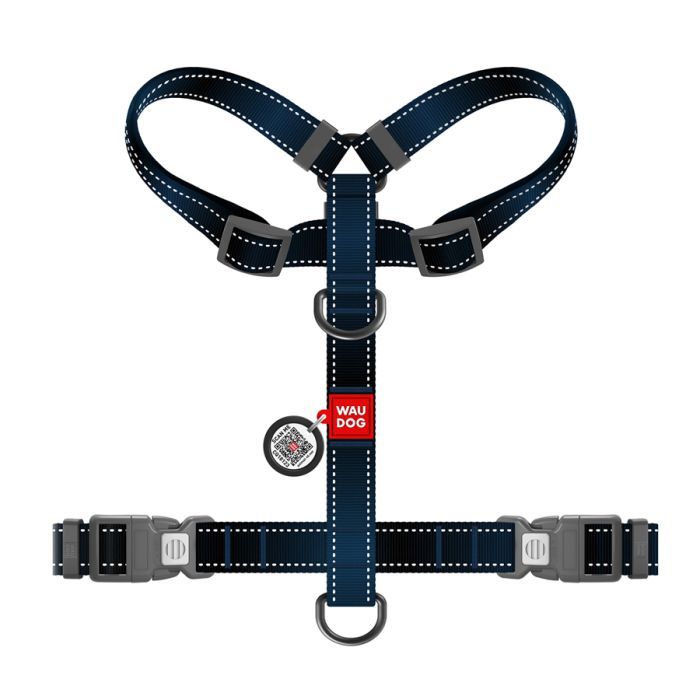 Шлея для собак WAUDOG Nylon Mono анатомічна H-подібна з QR паспортом, пластиковий фастекс, L помаранчева (54584) зображення 3