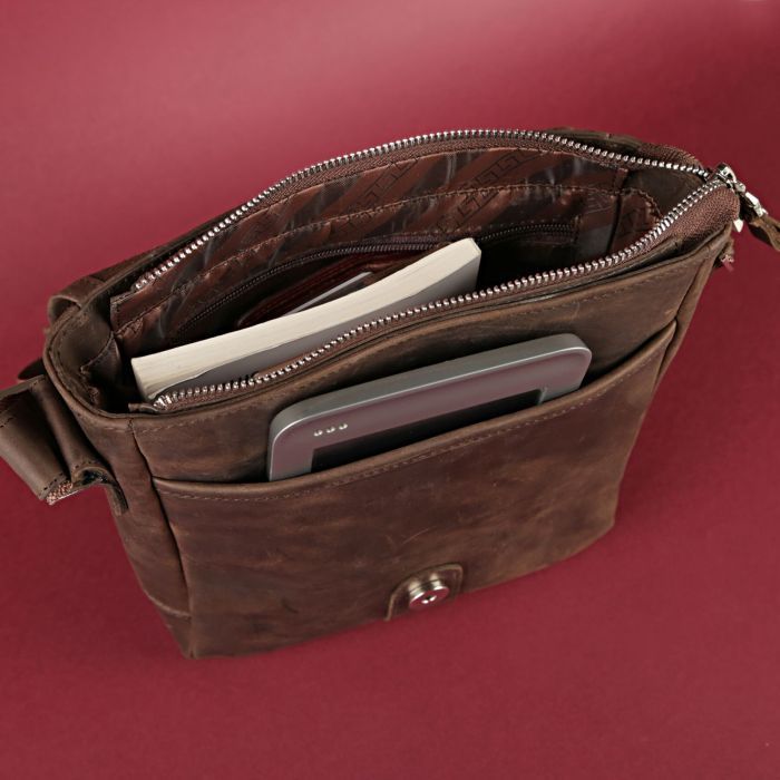 Сумка Shvigel Из винтажной кожи Коричневая (00890) изображение 5